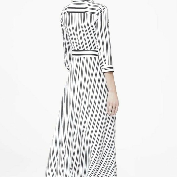 Banana Republic Striped Belted Maxi Shirt Dress 3/4 length sleeves - Picture 2 of 5